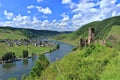 Moselle River Bend with Burg Metternich Castle and the Town of Ellenz Poltersdorf, Rhineland Palatinate, Germany Royalty Free Stock Photo
