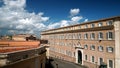 View of Rome from Piazza del Quirinale with the dome of San Pietro on the left and the institutional building on the right