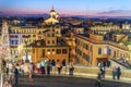 View on Rome with Scalinata di Trinita dei Monti or Spanish Steps, Piazza di Spagna and Via dei Condotti at night. Italy Royalty Free Stock Photo