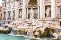 View of Rome Trevi Fountain Fontana di Trevi in Rome, Italy. Trevi is most famous fountain of Rome. Architecture and landmark of Royalty Free Stock Photo