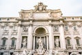 View of Rome Trevi Fountain Fontana di Trevi in Rome, Italy. Trevi is most famous fountain of Rome. Architecture and landmark of Royalty Free Stock Photo