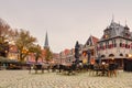 View at the Roode Steen city center square with christmas decoration in the Dutch city of Hoorn, The Netherlands Royalty Free Stock Photo