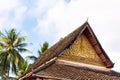 View of the roof of a buddhist temple, Louangphabang, Laos. Copy Royalty Free Stock Photo