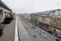 The view from the roof on Ligovsky Prospekt with traffic. Russia. Saint-Petersburg.