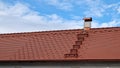 view of the roof made of red brick burnt tiles of the beaver