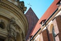 View of the roof of the old church and the old building Royalty Free Stock Photo