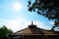 View of the roof of the pavilion with the sky in the daytime