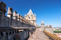 Roof slope with lantern tower and battlements. Evora cathedral. Evora. Portugal