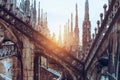 Milan cathedral Duomo spires and statues Royalty Free Stock Photo