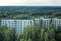 View from roof of 16-storied apartment house in Pripyat town