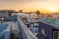 A view from the roof top of  San Pedro, Ambergris Caye island at sunset Royalty Free Stock Photo