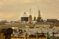 View from the roof on the tower of City Duma and the Church of the Savior on Blood in St. Petersburg, Russia. Royalty Free Stock Photo