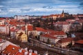 View of the roofs and houses of Vysehrad in Prague