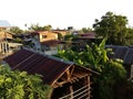 A view on the roofs in the morning in a thai village in Isaan Royalty Free Stock Photo