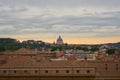 View of roofs of Rome during sunset. Royalty Free Stock Photo