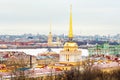 View of roofs and spires in winter city Royalty Free Stock Photo