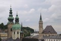 View of the roofs and towers of the city of Salzburg.