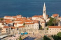 View of the rooftops and the bay of Budva in Montenegro Royalty Free Stock Photo