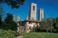 View of rooftops and towers with garden at San Gimignano. Royalty Free Stock Photo