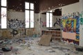Room of an abandoned vandalized hospital