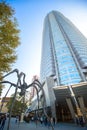 View of Roppongi Hills Mori Tower entrance. Mori is a 54-story mixed-use skyscraper completed in 2003.