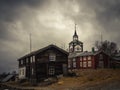 View on Roros church. Norwegian original architecture. Mining to Royalty Free Stock Photo