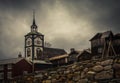 View on Roros church. Norwegian original architecture. Mining to