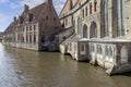 View of Rosary Quay (Rozenhoedkaai) by the water channel Dijver Canal, Bruges, Belgium Royalty Free Stock Photo