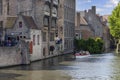 View of Rosary Quay (Rozenhoedkaai) by the water channel Dijver Canal, Bruges, Belgium Royalty Free Stock Photo