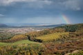 View from Roseberry Topping with rainbow over Guisborough, North York Moors Royalty Free Stock Photo