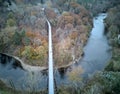 view of rosendale trestle passing over rondout creek at dusk (sunset, low light) old railroad bridge converted to bike