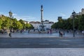 View of the Rossio Square in the pombaline downtown of the city of Lisbon Royalty Free Stock Photo