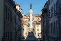 View of the Rossio Square with the statue of Pedro IV in the pombaline downtown of the city of Lisbon, Portugal Royalty Free Stock Photo