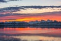 View of Rosslyn  Arlington  Virginia  USA from the tidal basin in Washington DC at Dusk Royalty Free Stock Photo