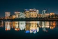 View of the Rosslyn skyline at night in Arlington, Virginia from Georgetown, Washington, DC Royalty Free Stock Photo