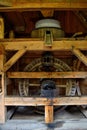 View of the rotating gears from the mill wheel to the gold-bearing ore mill itself