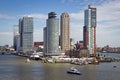 View on Rotterdam city highrise and the Erasmus Bridge in the Kop van Zuid neighorhood during the World Harbor Days. September 9,