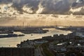 Rotterdam Port Dusk Panorma from Euromast Royalty Free Stock Photo