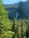 View of the Rouget waterfall - Mountain French Alps Royalty Free Stock Photo