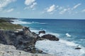 A view of rough sea water splashing against the rocks in Isla isla mujeres near Cancun, Mexico Royalty Free Stock Photo