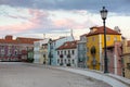 View of a row of colorful houses near the National Pantheon in Lisbon