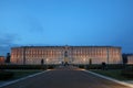 View of the Royal Palace of Caserta Reggia di Caserta front main entrance at Night Royalty Free Stock Photo