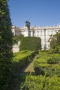 View of the Royal Palace from the historical Plaza de Oriente square in the centre of Madrid Spain Royalty Free Stock Photo