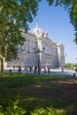 View of the Royal Palace from the historical Plaza de Oriente square in the centre of Madrid Spain Royalty Free Stock Photo