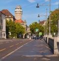 View from the Rudolf Brun bridge towards Uraniastrasse street in the city of Zurich, Switzerland