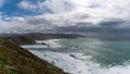 View of the rugged cliffs and coastline at Cabo Vidio in Asturias Royalty Free Stock Photo