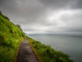 View of the rugged coast and coastal path near the Valley of Rocks, in north Devon. Beautiful if bleak in bad weather