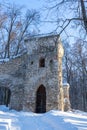 View of the ruin tower on a winter day
