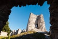 View on ruined walls of old medieval castle - Framed naturally Royalty Free Stock Photo