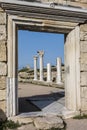 View of the ruins of the ancient Greek city of Chersonesos on the Black Sea shore on the Crimean Penisula Royalty Free Stock Photo